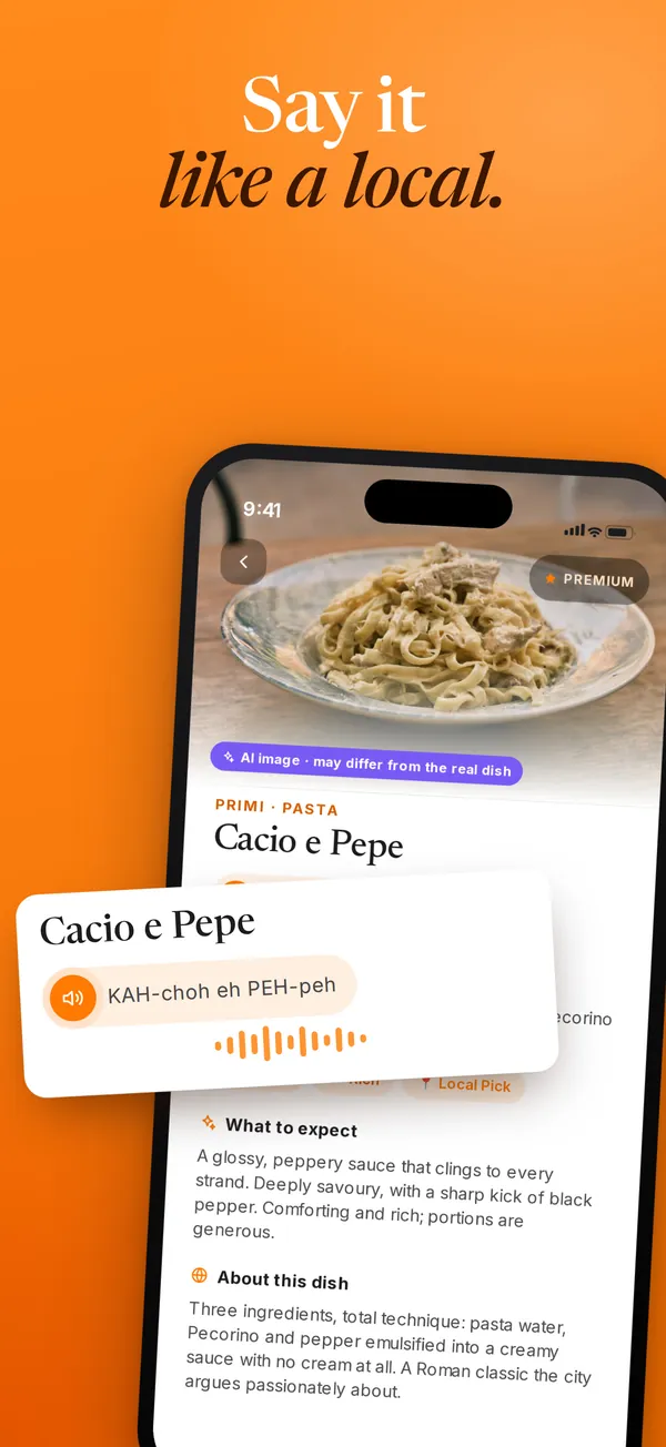 Say it like a local. The dish name read aloud with a written pronunciation.